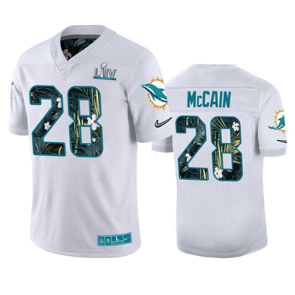 Miami Dolphins Bobby Mccain White Super Bowl Liv 3D Jersey