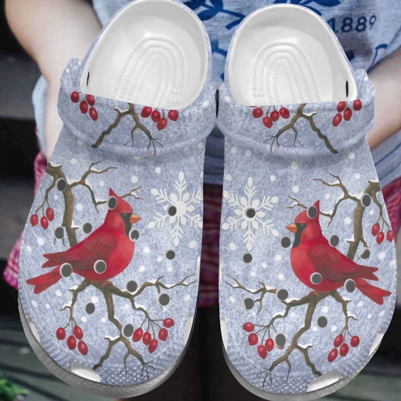 Cardinal Personalized Clog, Custom Name, Text, Color, Number Fashion Style For Women, Men, Kid, Print 3D Snowflakes