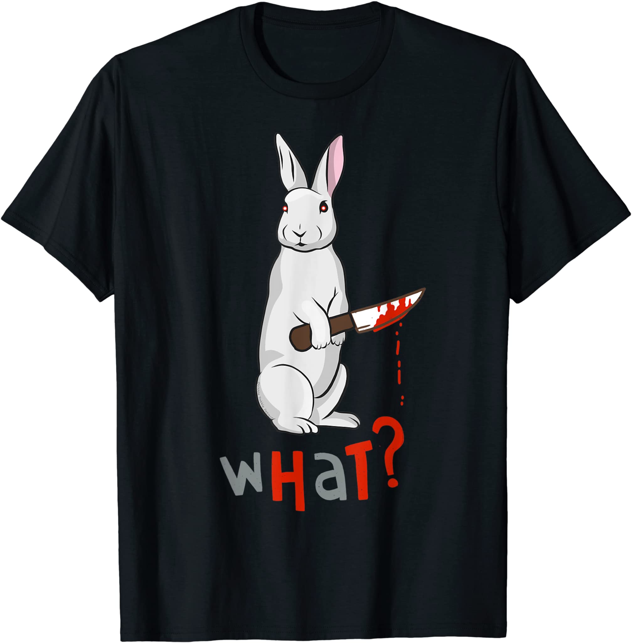 Funny Scary Eyed Killer Bunny Rabbit With Knife T-Shirt