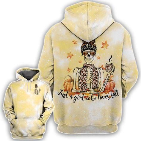 Skeleton A Girl Who Loves Fall Hoodie 3D