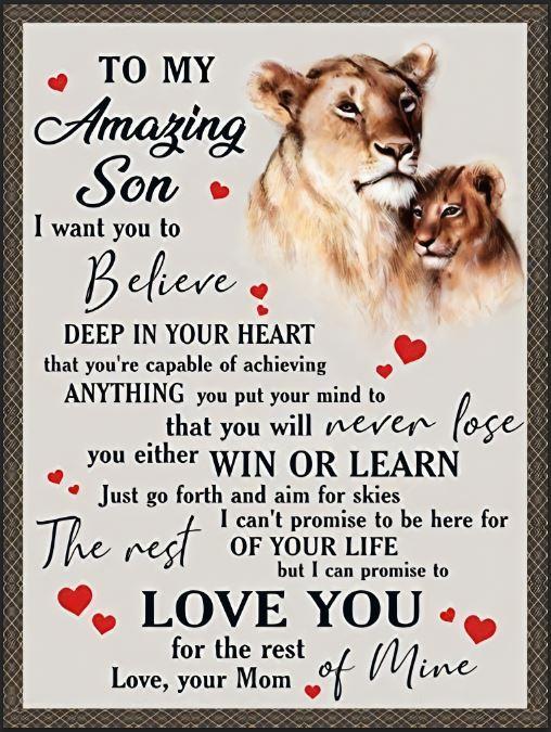 To My Amazing Son Love Your Mom Lion Cozy Fleece Blanket, Sherpa Blanket