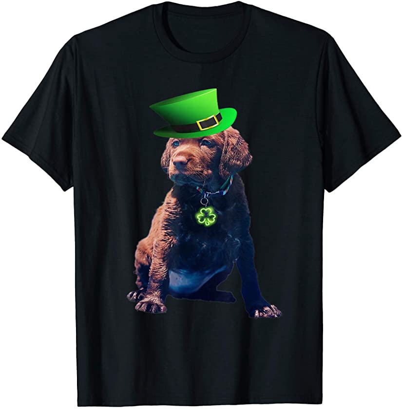 Chocolate Lab Shirt Shamrock Irish Puppy Dog St Patricks Day T-Shirt