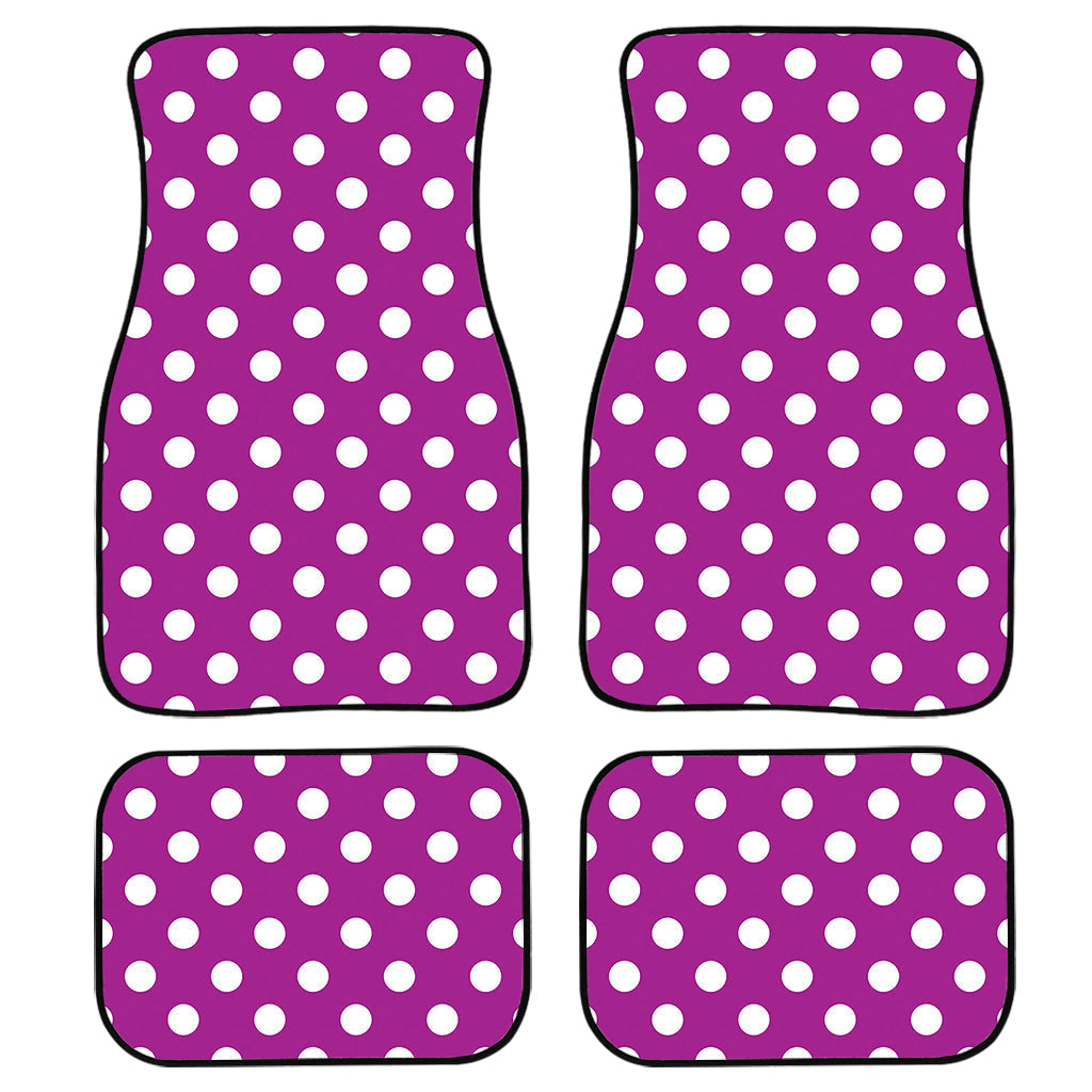 Purple And White Polka Dot Pattern Print Front And Back Car Floor Mats, Front Car Mat