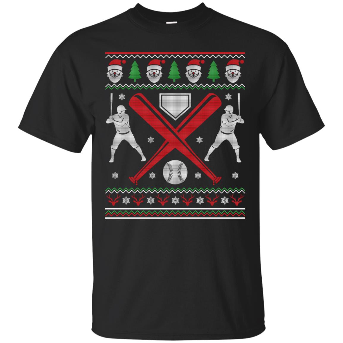 Ugly Sweater Snow Playing Baseball Picture Santa Xmas Shirt