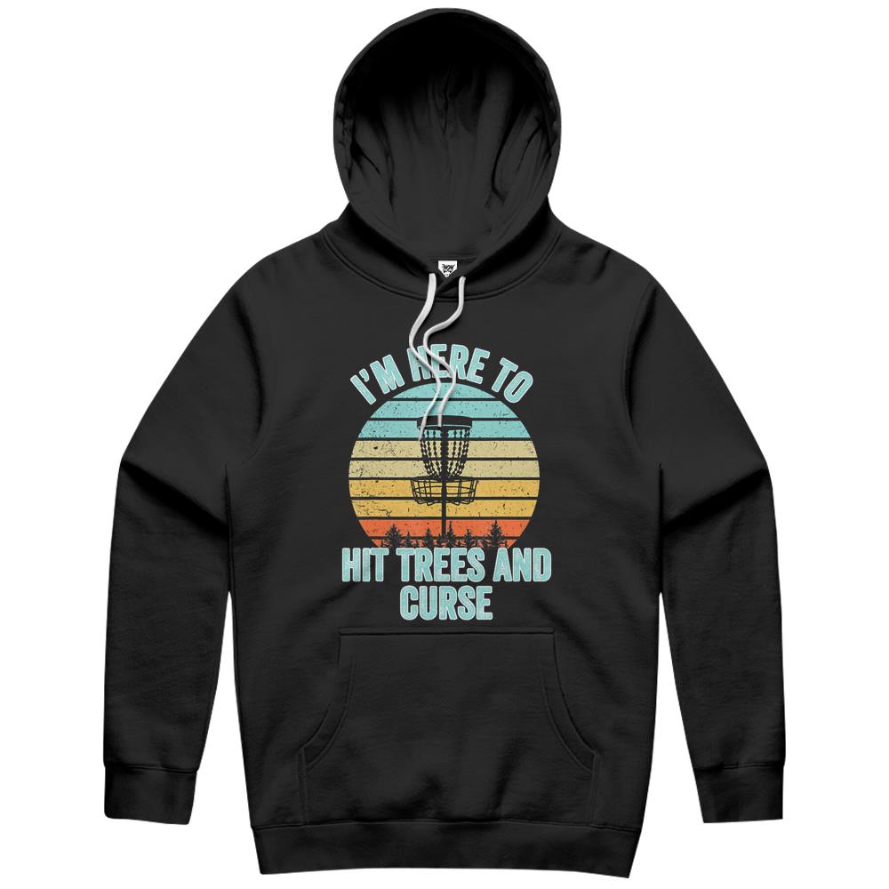 Disc Golf Shirt Funny Hit Trees And Curse Retro Disc Golf Gi Hoodie