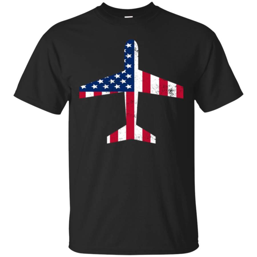 AGR Patriotic Pilot TShirt – Airplane with US Flag Tee