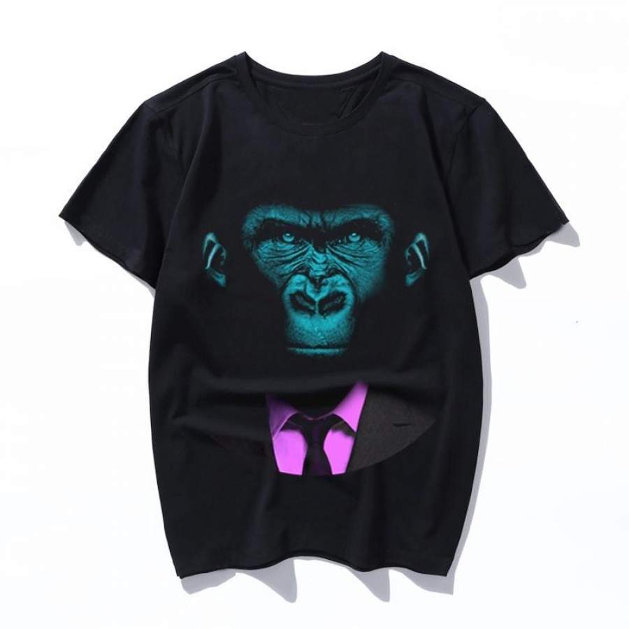 nice monkey suit Summer Style Women Short Sleeve Hand Drawn Print Men T-Shirt Funny Cartoon Design Shirts Casual Tops Harajuku