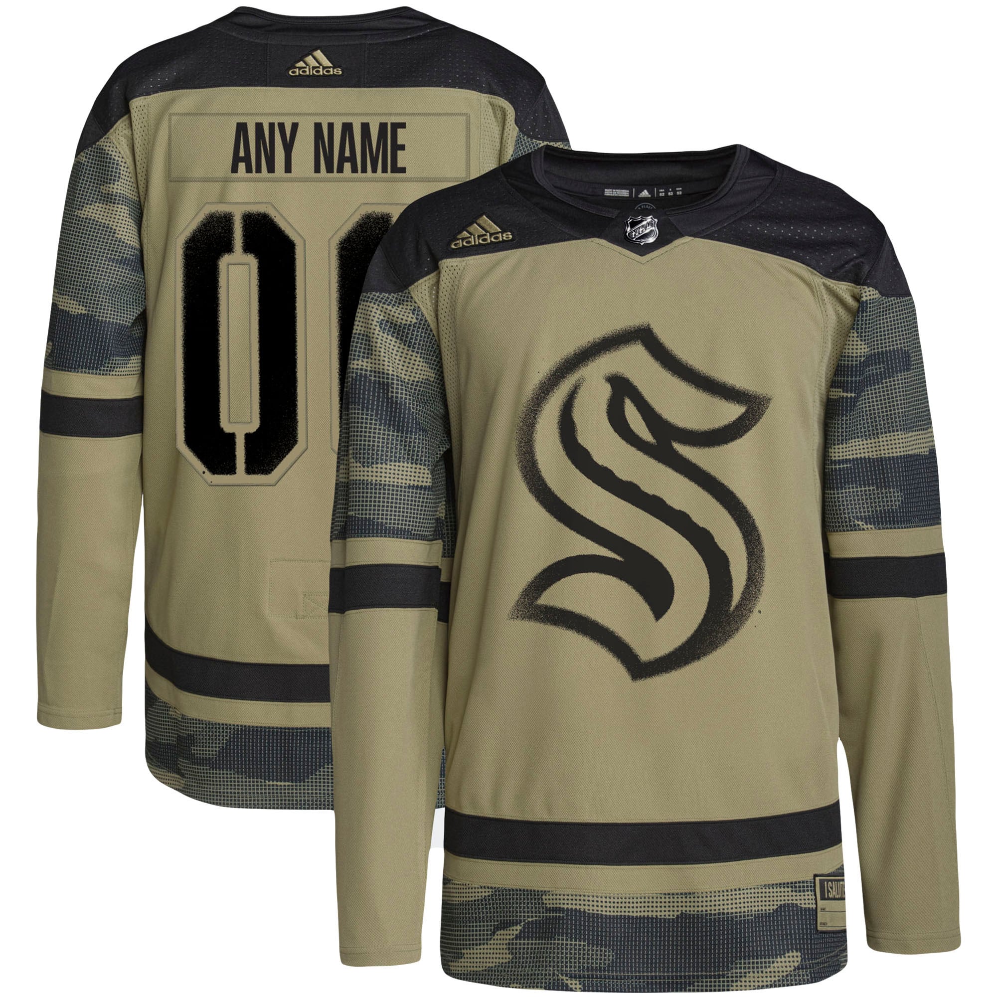 Seattle Kraken Military Appreciation Team Authentic Custom Practice Jersey – Camo