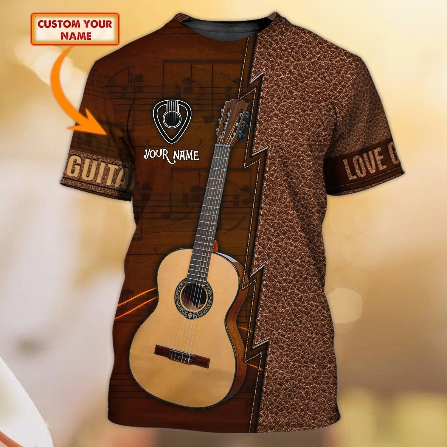 Custom Name 3D All Over Print Tee Shirt For Guitarist, Birthday Gifts For Guitarist, Guitar Man And Woman Shirt