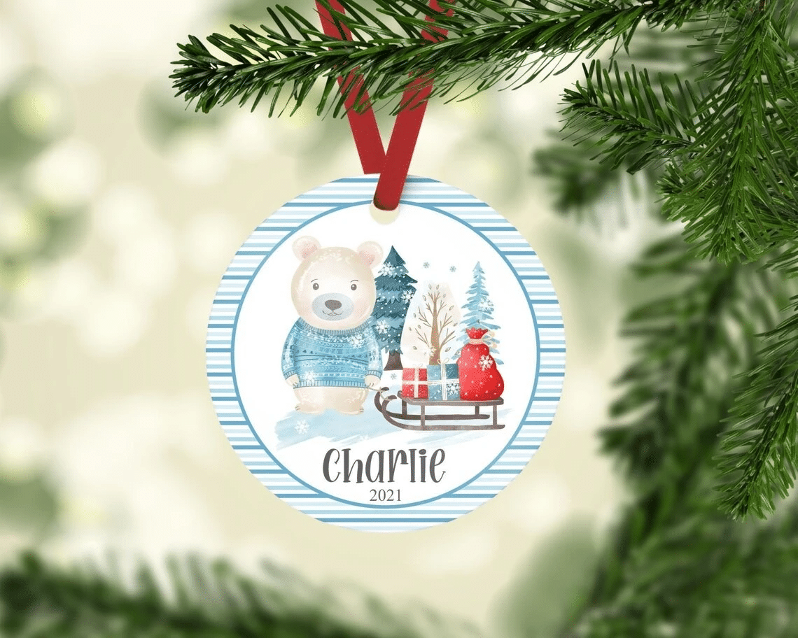 [Personalized Name & Number] Christmas Ornament, Christmas Bear Ornament, Christmas Tree Decoration, Christmas Home Decor 1