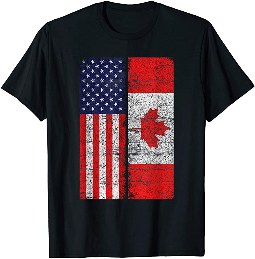 Vintage Half Canadian Flag Shirts Canada America Gift Girl