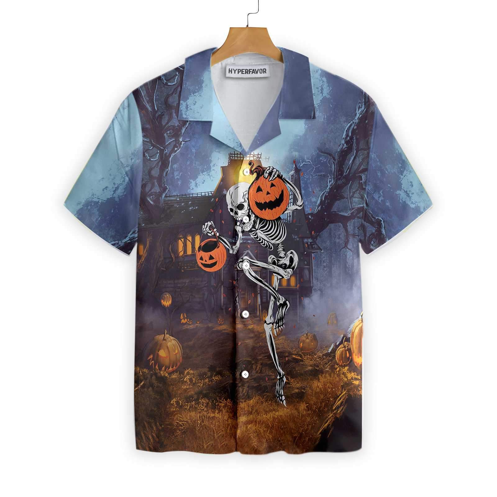 Skeleton Knows How To Dance Halloween Hawaii Spooky Pumpkin Shirt Ha44388