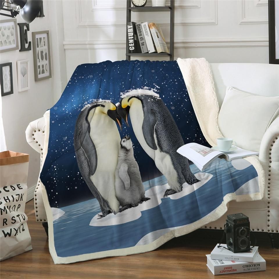 Penguin Family Cla21100574F Sherpa Fleece Blanket