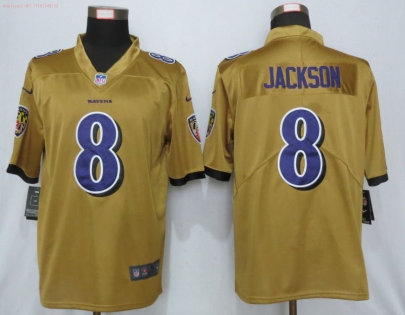 Baltimore Ravens Lamar Jackson #8 2020 NFL Gold Jersey Jersey