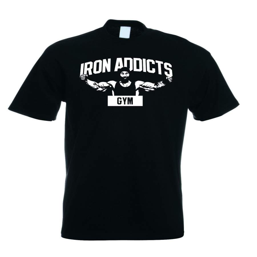 Iron Addicts Gym T Shirt Mens Round Neck Short Sleeves Casual T-Shirt