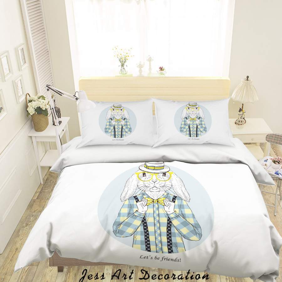 3D Rabbit Cartoon Animal Quilt Cover Set Bedding Set Duvet Cover Pillowcases A035 LQH