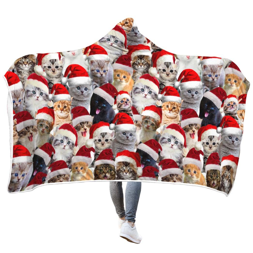 Casespring 3D Christmas Kittens Custom Hooded Blanket