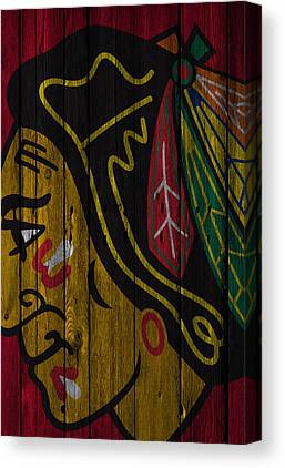 Chicago Blackhawks Wood Fence Joe Hamilton Canvas Print