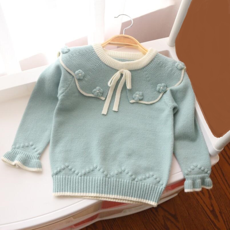 Spring Autumn Winter Baby Toddler Girls Knitted Sweaters Long Sleeve Kids Flower Sweater Girl Pullover Tops Children Clothes alx