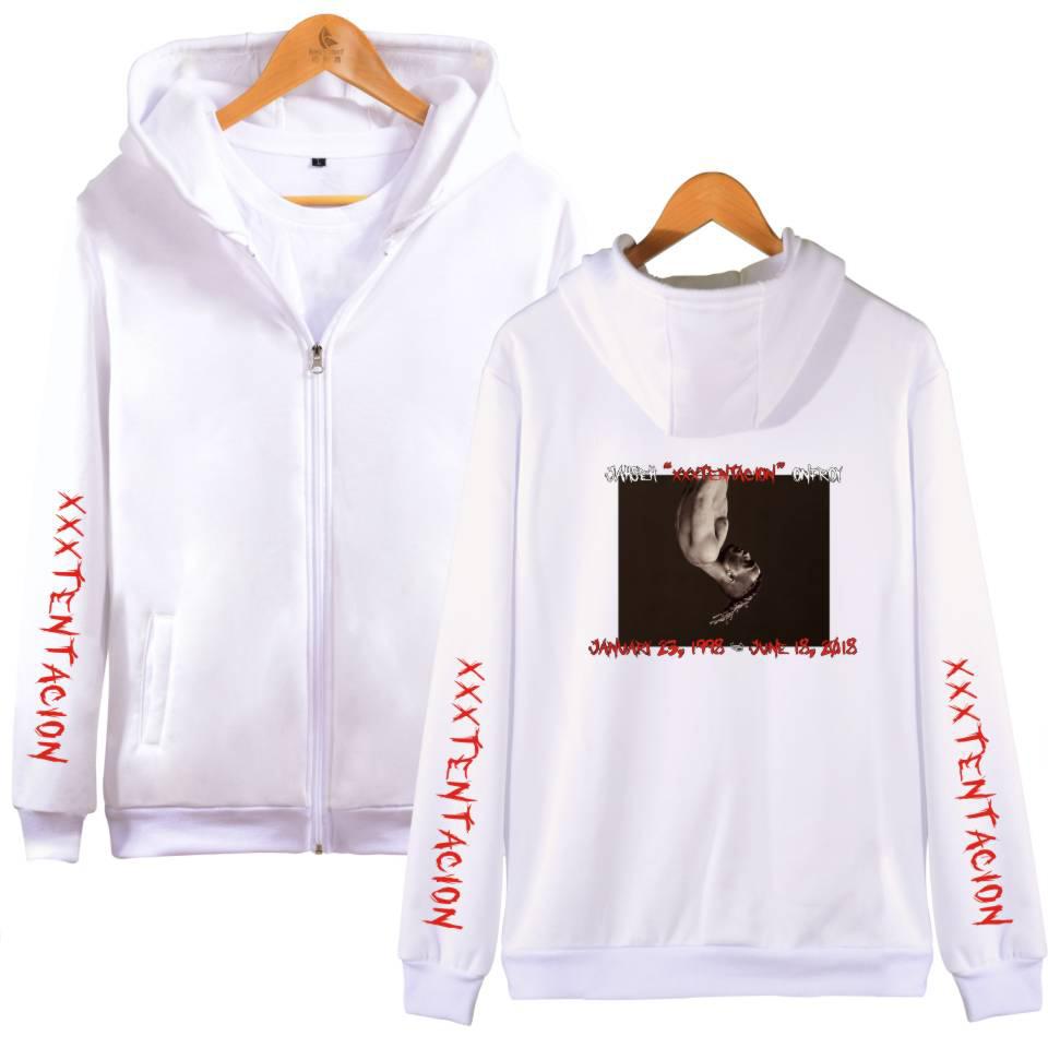 XXXTentacion Hoodies – Solid Color Popular Rapper XXXTentacion Commemorate Icon Zip Up Hoodie