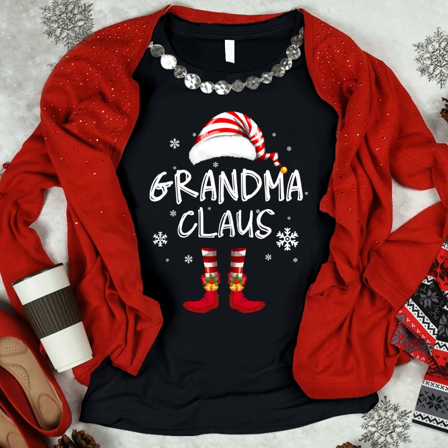 Personalized Grandma Claus Shirt, Christmas 2022 Grandma Shirt Nana Mimi Claus Shirt Custom Title, Mimi Claus for Xmas, Grandma Claus Shirt