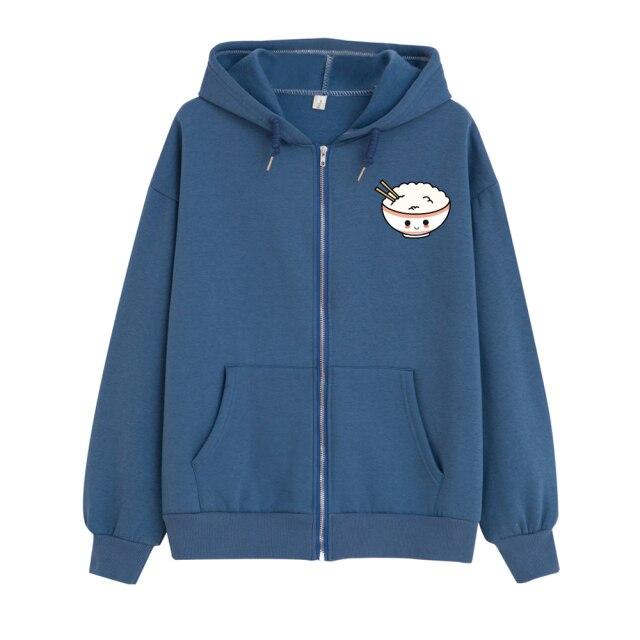 Happy Riceo The Rice Bowl Soft Zip-Up Hoodie