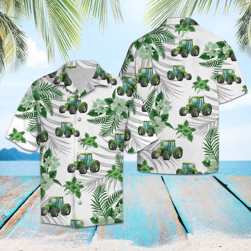 Tropical Green Tractor Hawaiian Shirt Ha108336