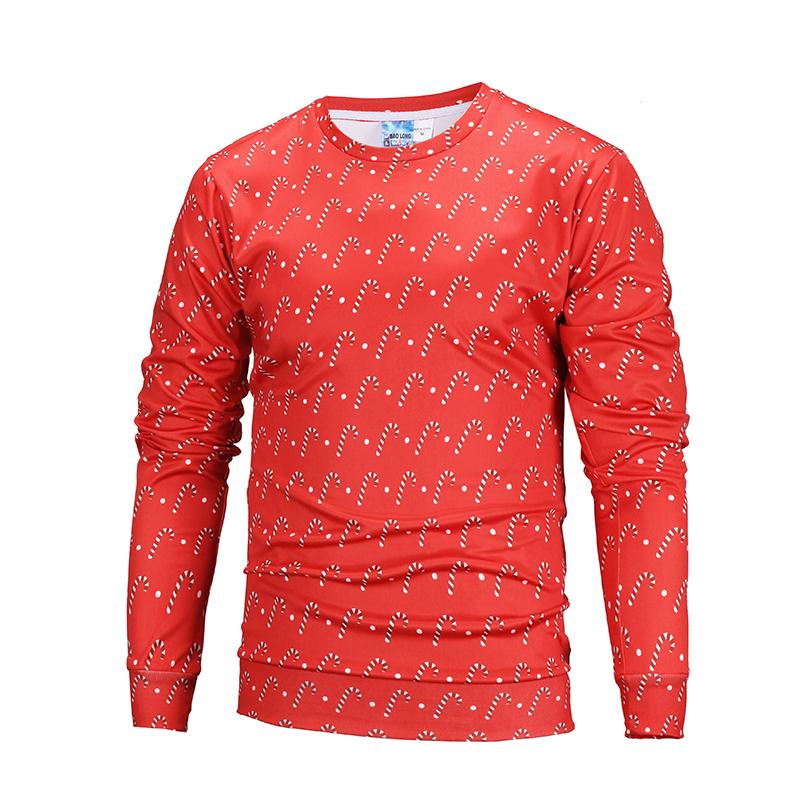 Christmas Sweatshirts – Red Christmas Striped Pattern Icon 3D Sweatshirt