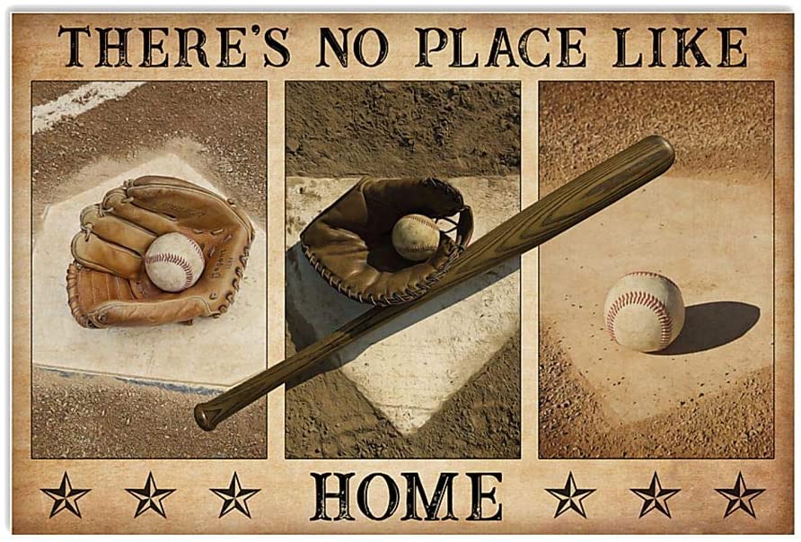 Vintage Baseball There Is No Place Like Home Poster Art Print      Home Decor Gift For Men Women Family Friend On Birthday Xmas