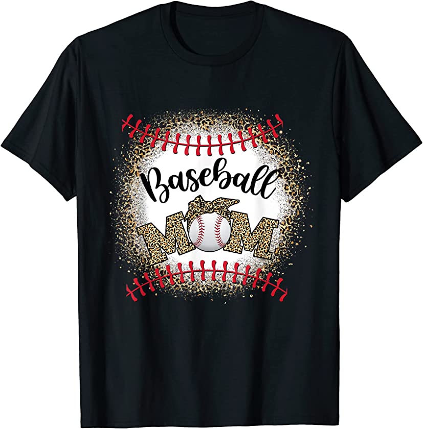 Softball Baseball Mom Leopard Mother’s Day Mothers Women T-Shirt