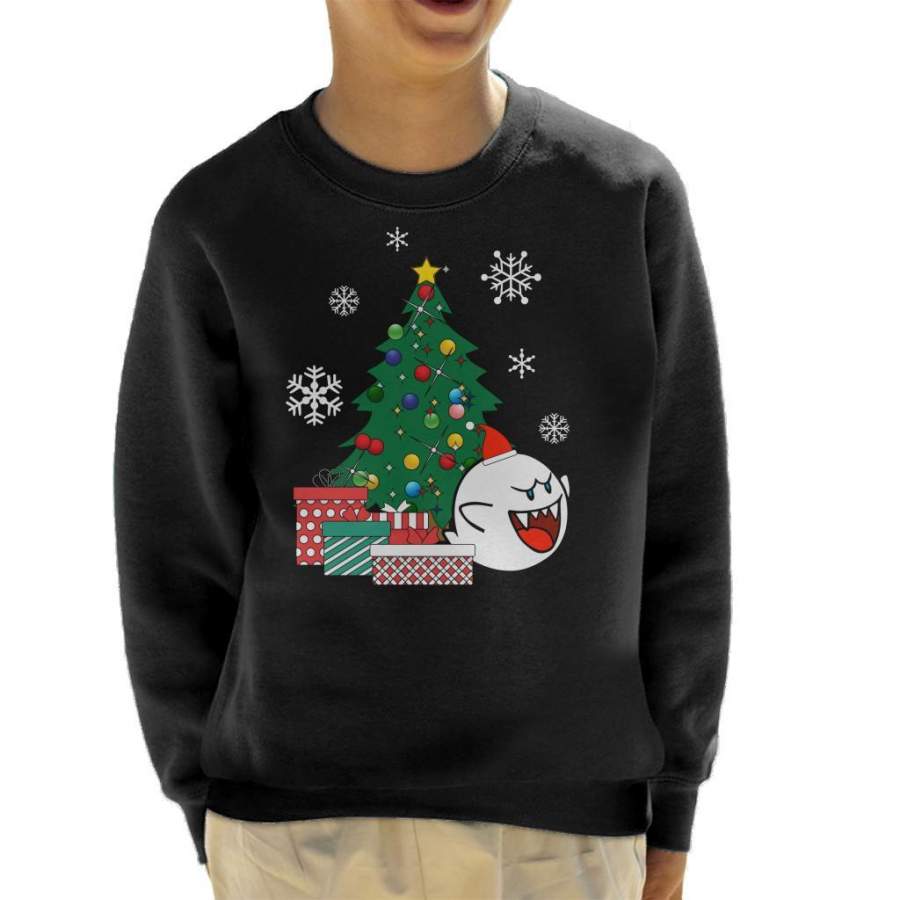 Boo Ghost Around The Christmas Tree Mario Kid’s Sweatshirt