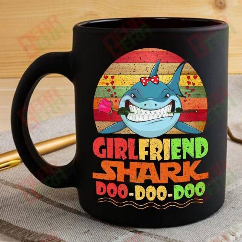 Vintage Girlfriend Shark Doo Doo Doo Coffee Mug Retro Shark And Rose Womens Custom Father’s Day Mother’s Day Gift Idea GE731