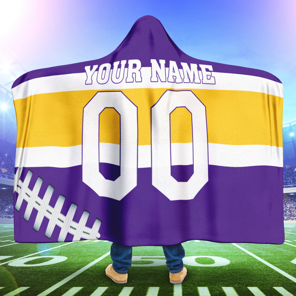 Custom Name Number Gift For Fan 3D Full Printing Hooded Blanket Minnesota Vikings 8523