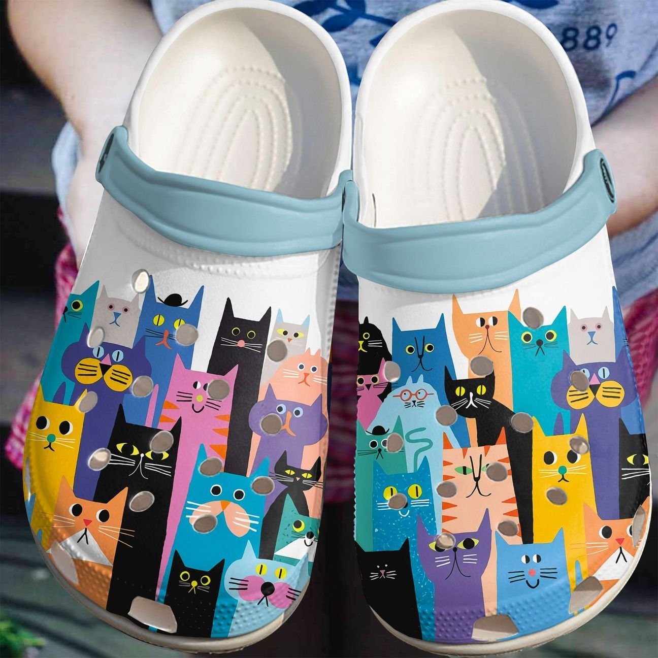 Cat Personalize Clog, Custom Name, Text, Fashion Style For Women, Men, Kid, Print 3D Whitesole Cat World