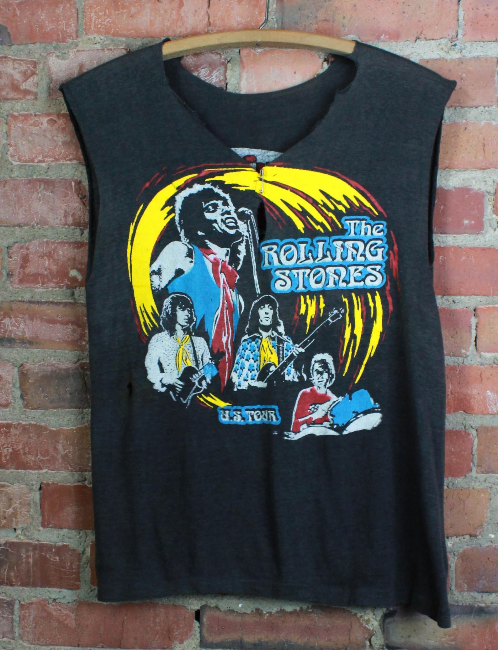 Vintage 1978 Rolling Stones Concert T Shirt Us Tour Cut Off Black Unisex /