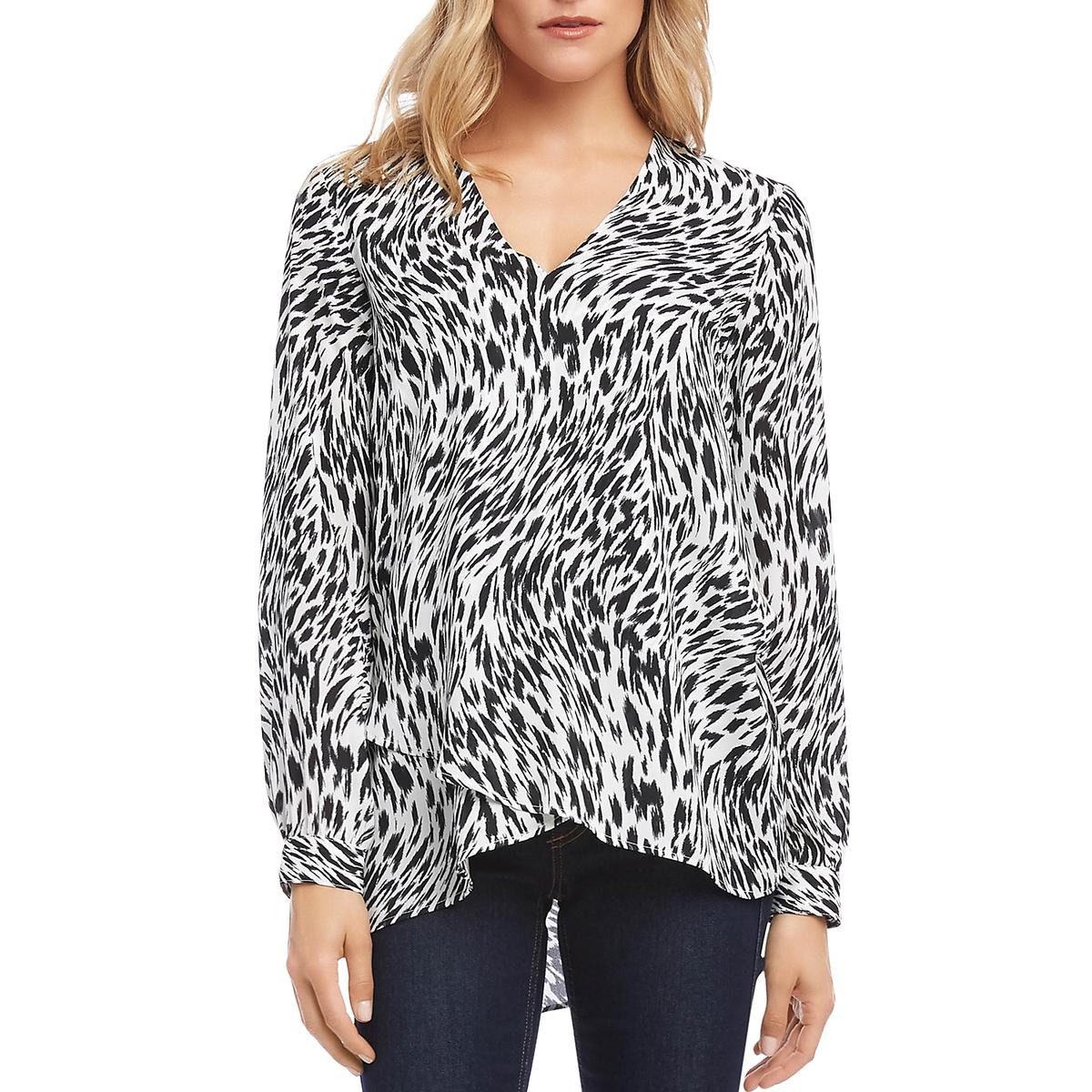 Womens Animal Print V-Neck Top