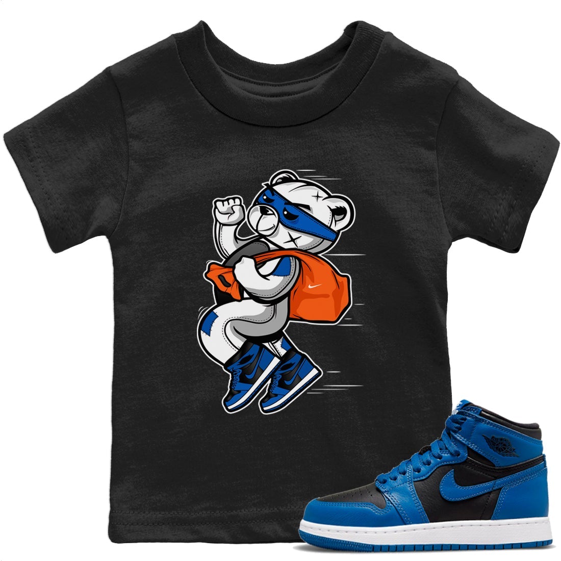 Thief Bear T-Shirt – Air Jordan 1 Dark Marina Blue Baby & Youth