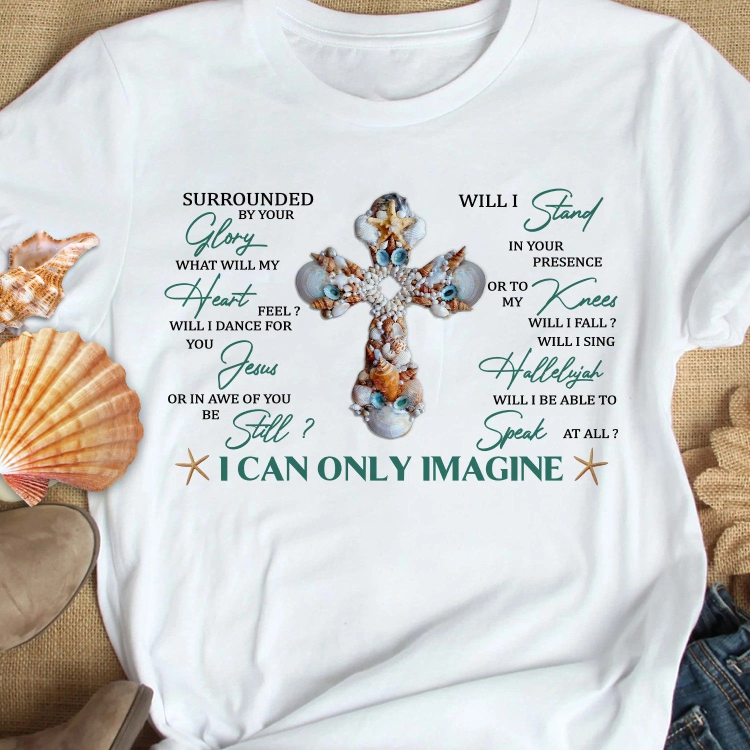 Seashell Cross, I Can Only Imagine – Jesus T Shirt, Christian T Shirt