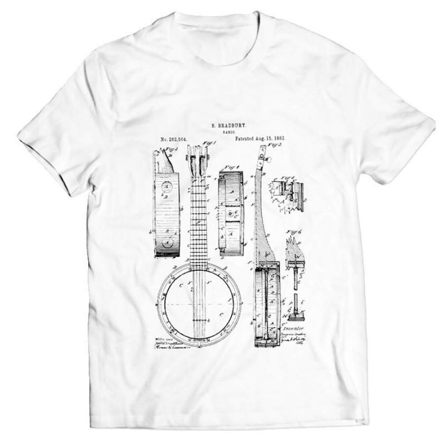 New Cool Tee Shirt Banjo String 5 Vintage Resonator Tenor Guitar T-Shirt Fashion Cotton T-Shirt