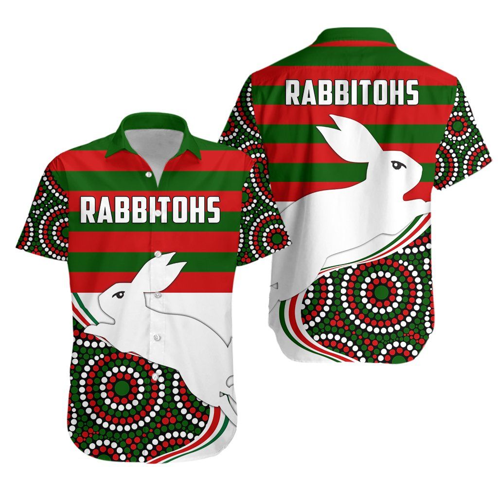 Rabbitohs Indigenous Rugby Hawaiian Aloha Shirts Rabbit Jumping Th5