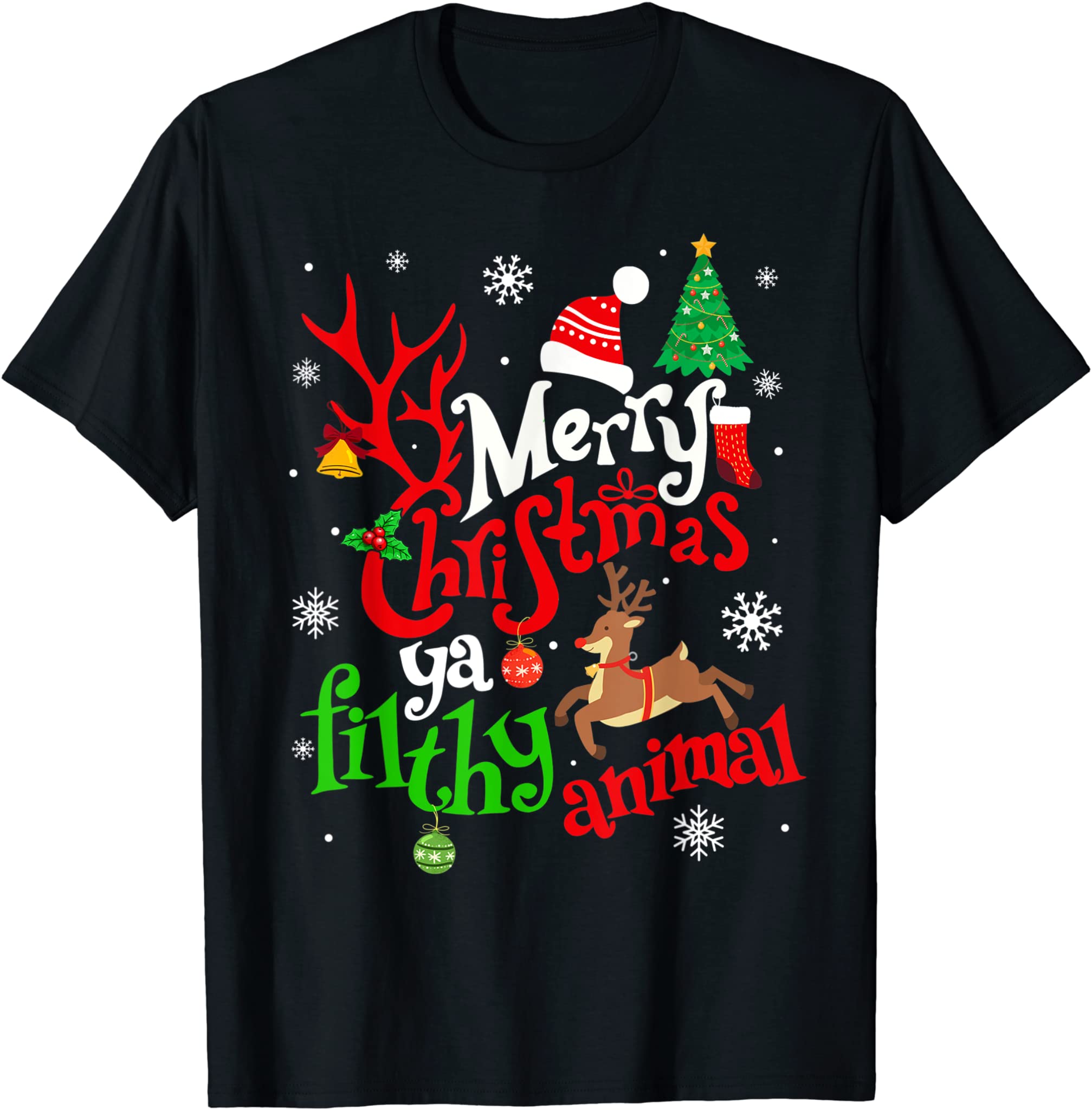 Funny Alone At Home Movies Merry Christmas You Filty Animal T-Shirt