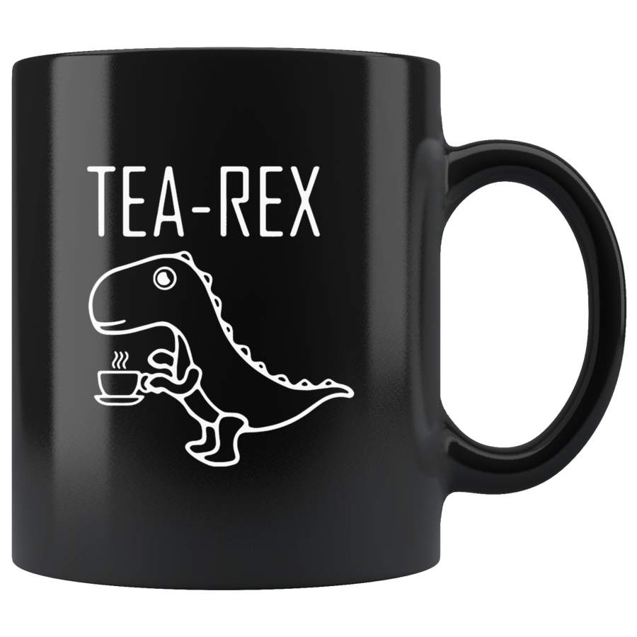 Tea-Rex T-Rex drinking tea black coffee mug