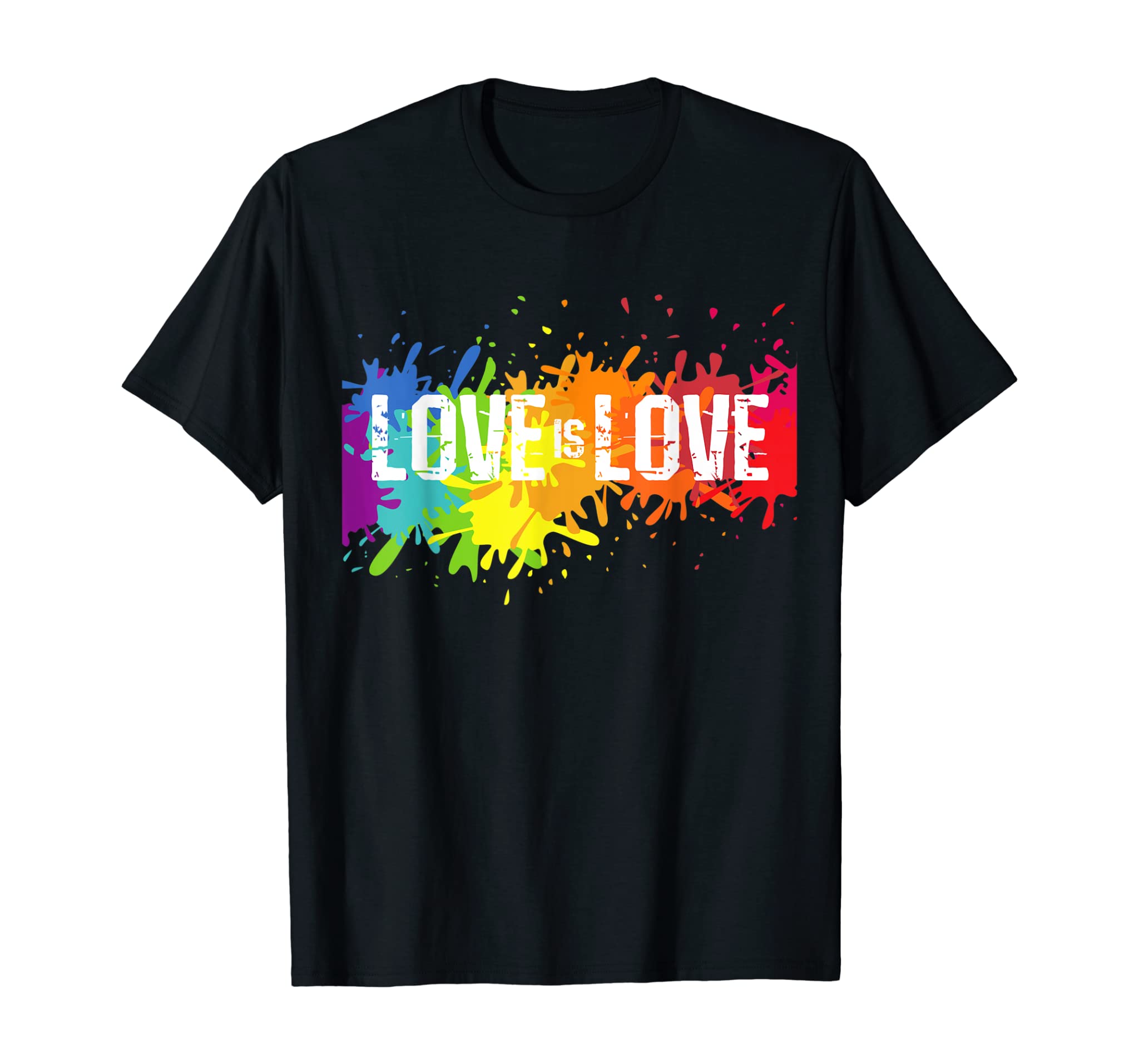 Gay Pride Love Is Love Lgbt Rainbow Flag Colors Splash T-Shirt