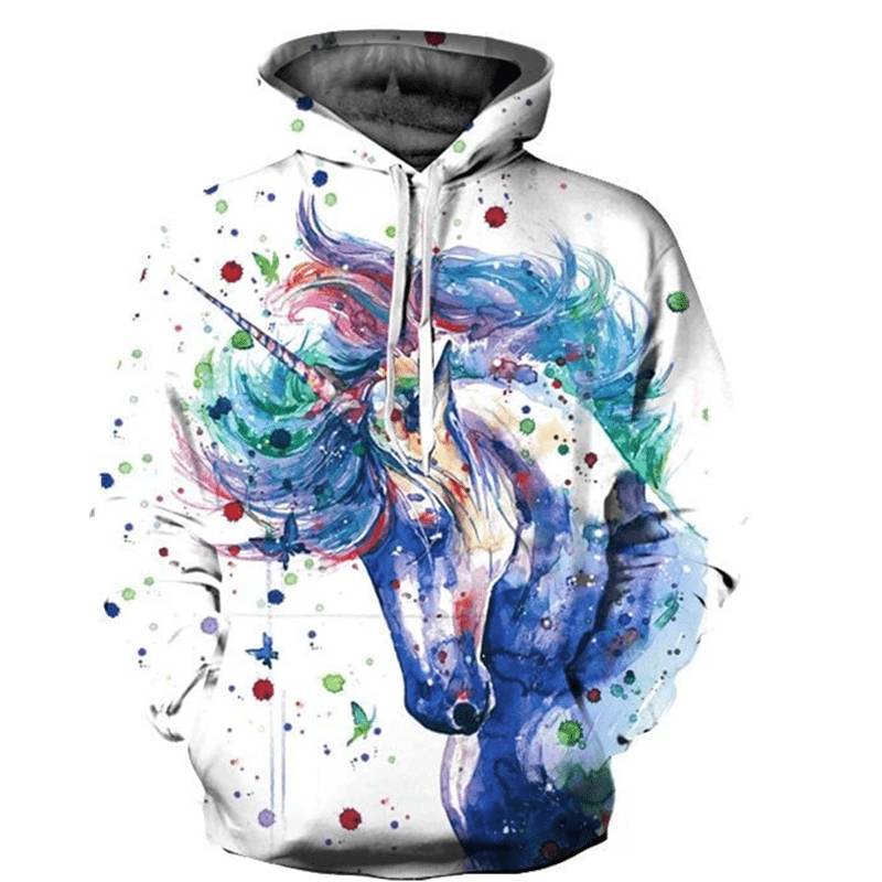 Watercolor Unicorn 3D Print Hooded Sweater