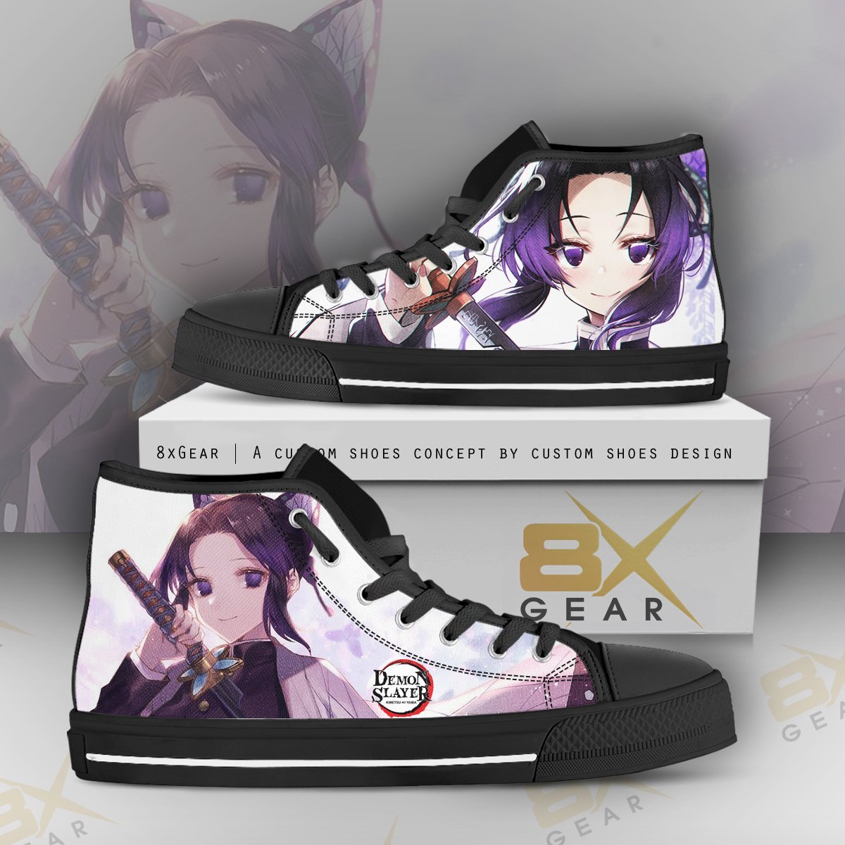 Kochou Shinobu High Top Shoes Kimetsu no Yaiba Gift Idea - VMTees