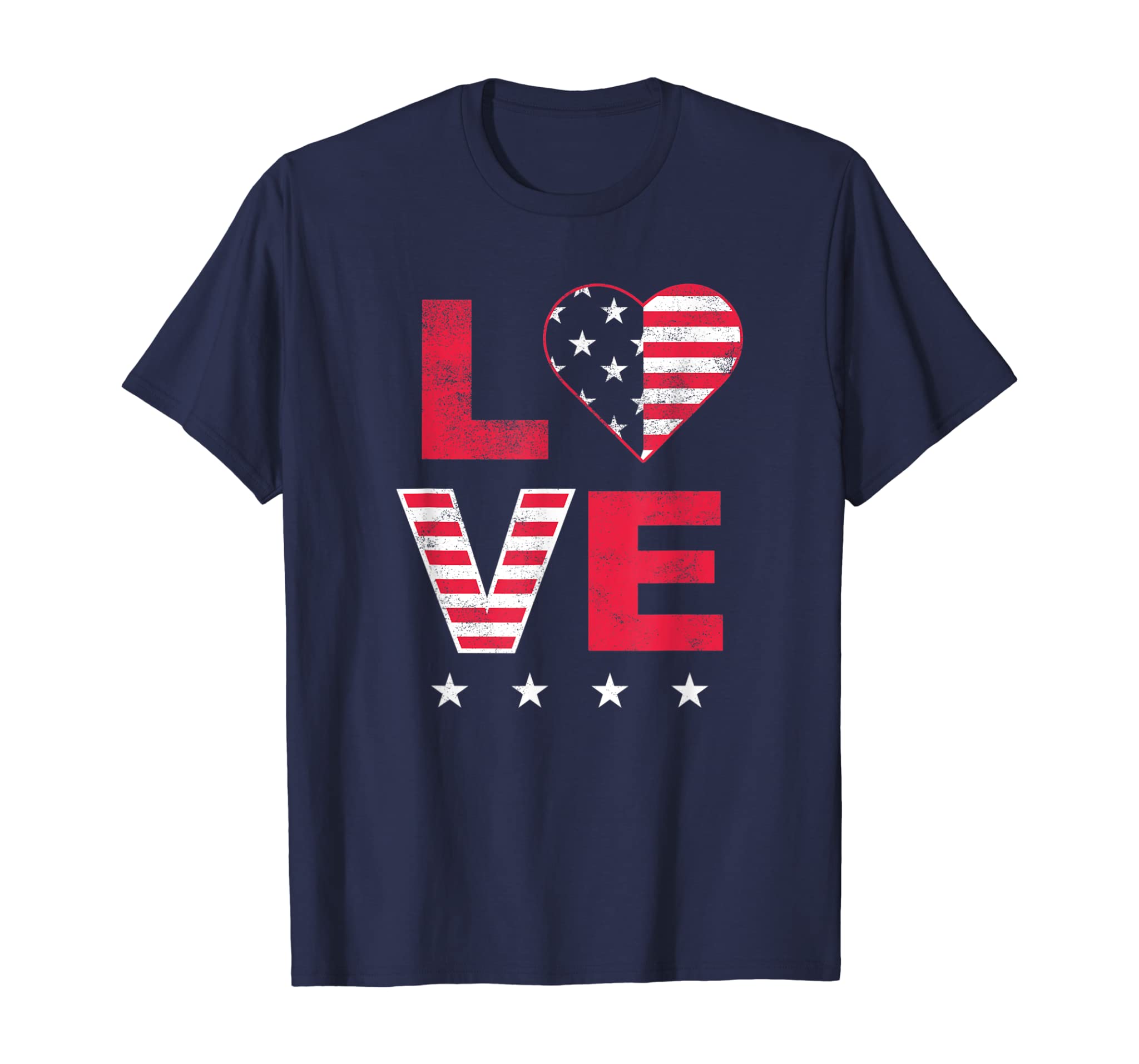 American Flag Heart Red White Blue Cute 4th of July Top T-Shirt