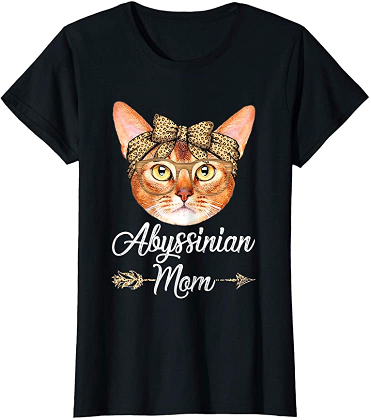 Womens Cute Abyssinian Mom Leopard Cat Mom Mother’s Day T-Shirt