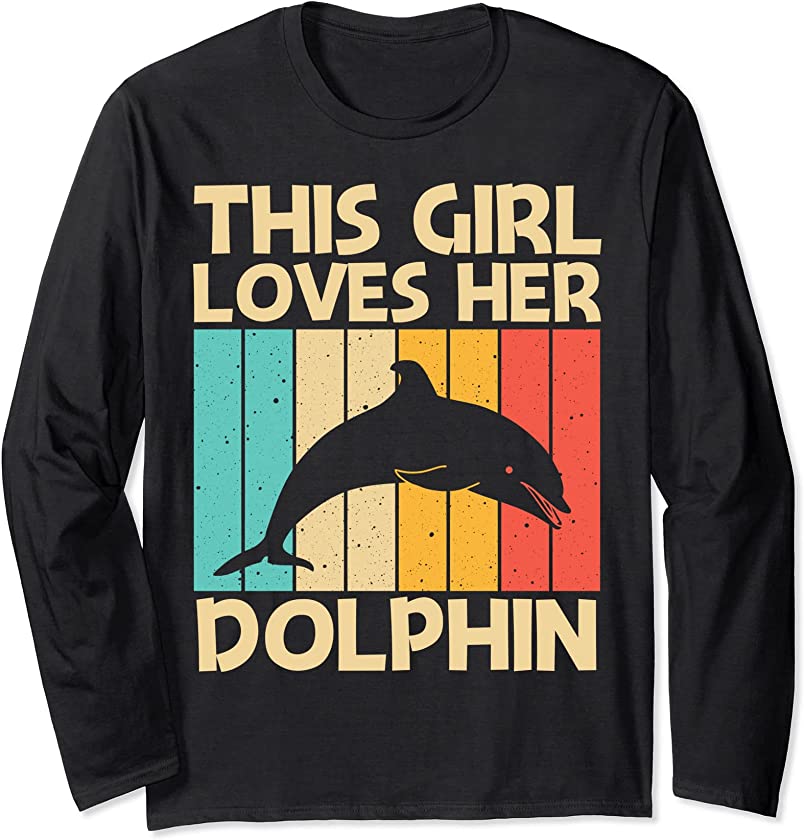 Cool Dolphin For Girls Kids Dolphins Beluga Whale Sea Animal Long Sleeve T-Shirt