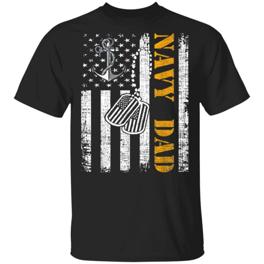 Vintage Navy Dad American Flag Cool Veteran Day Gift TShirt