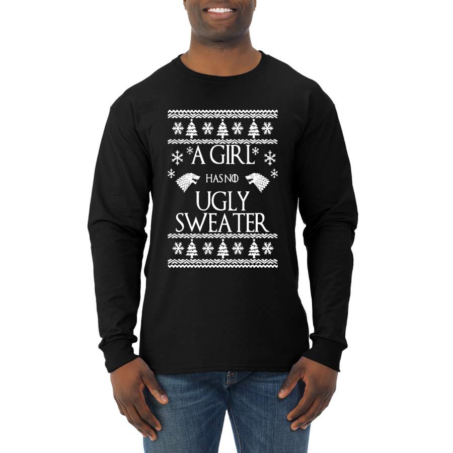 A Girl Has No Ugly Sweater Christmas Mens Long Sleeve Shirt